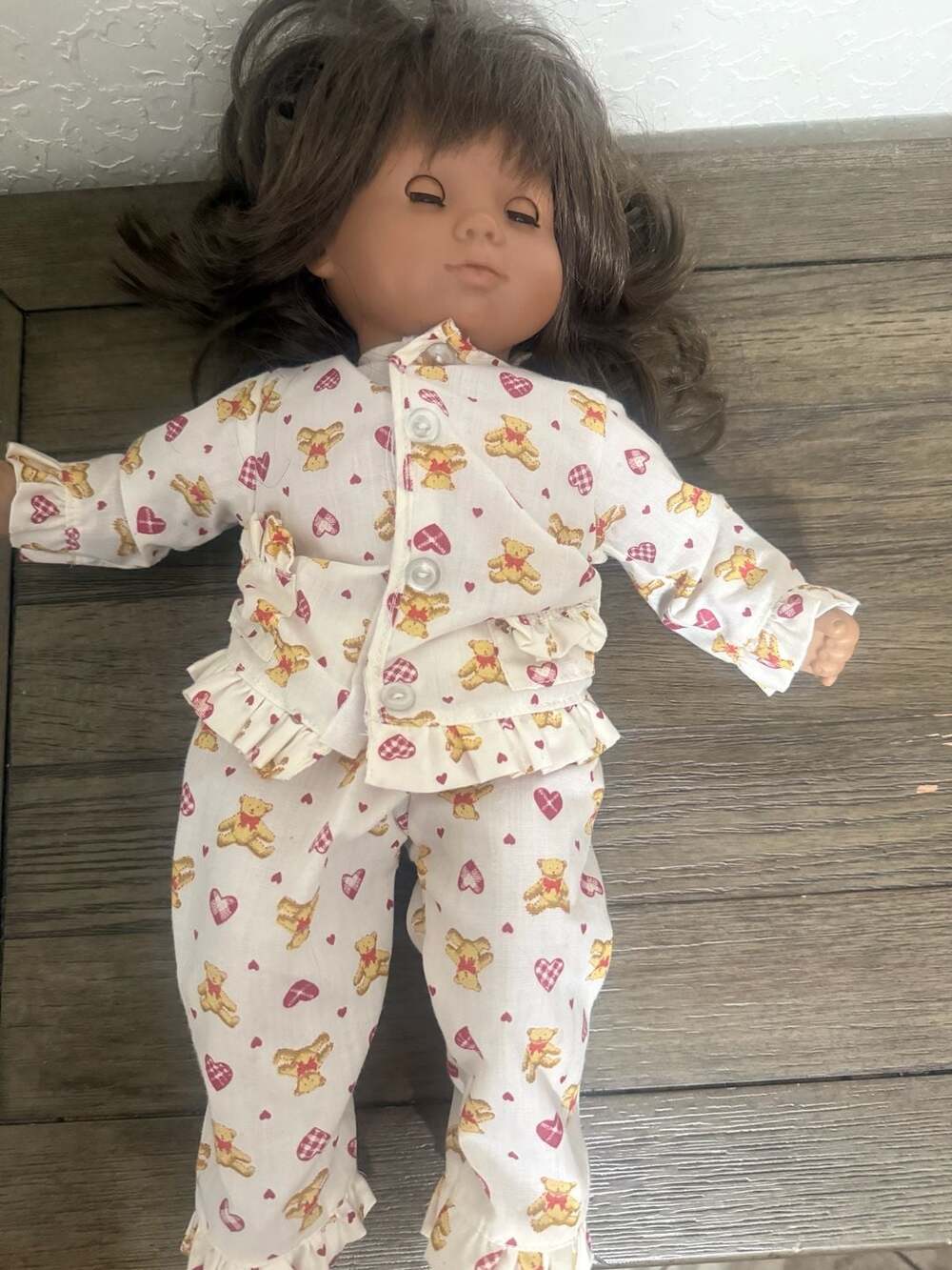 American Girl Bitty Twin Doll with Brown Hair and Teddy Bear Pajamas